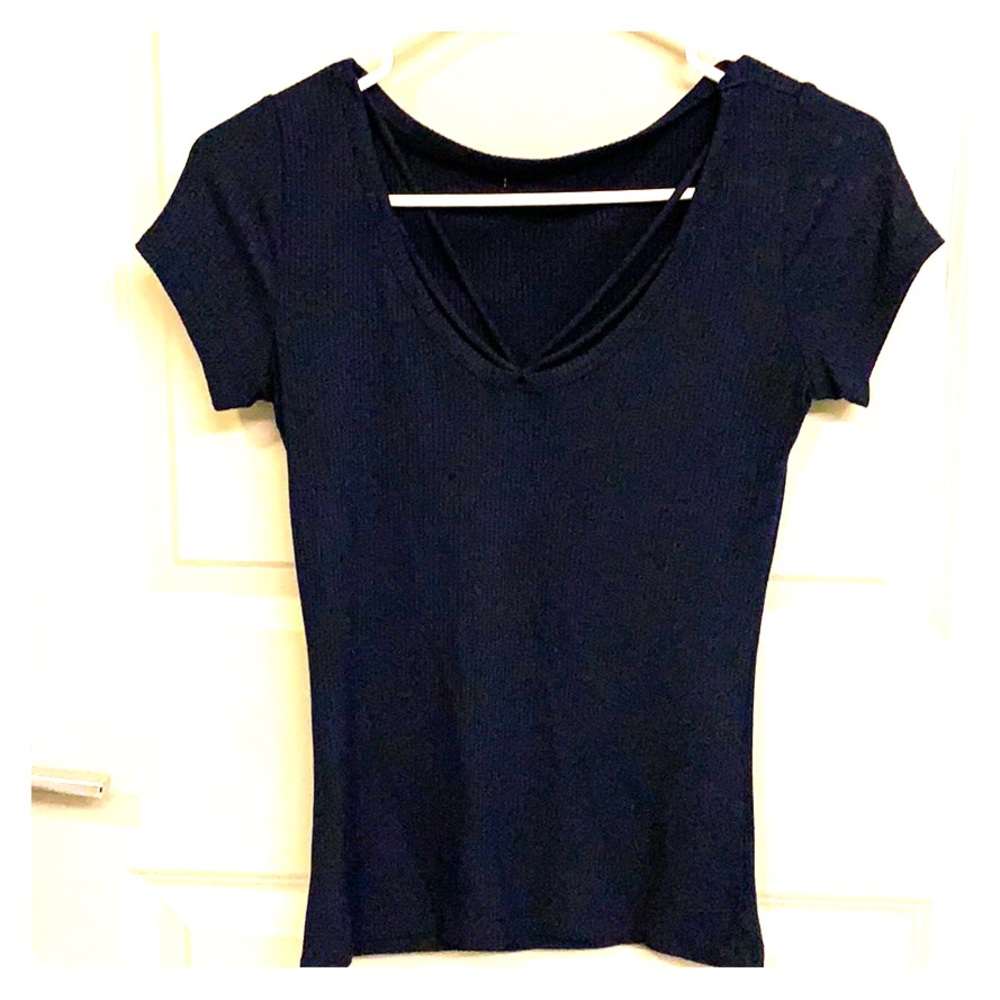 Navy Ribbed Short sleeve